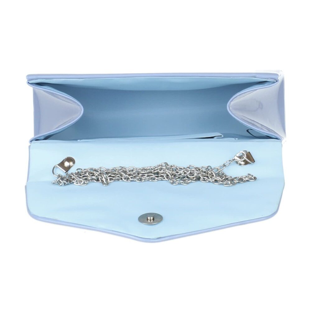 7018 Patent Clutch Bag Handbag Small Hard Case Baby Blue - Picture 5 of 5